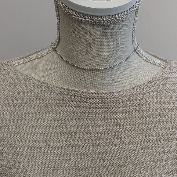 Tahari 100% Linen Cream Knit Top - Picture 3 of 10